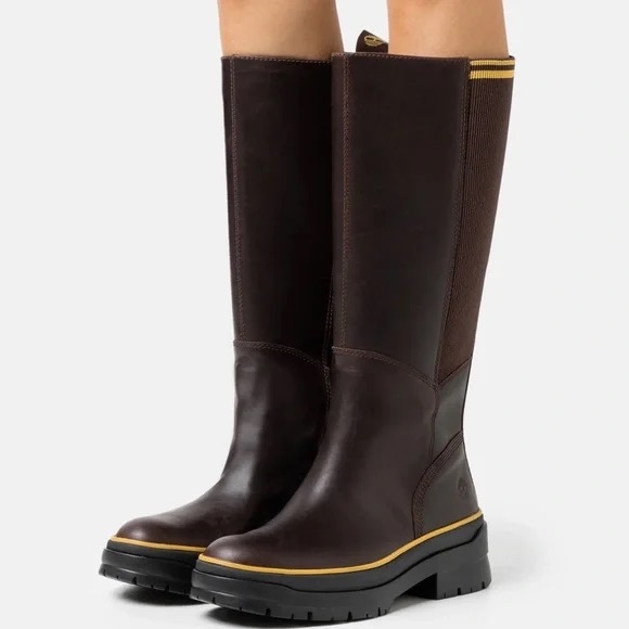 TIMBERLAND Malynn Waterproof Tall Boots Brown Full Grain Leather - Picture 3 of 16